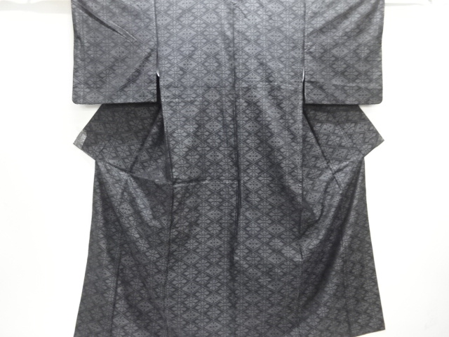 JAPANESE KIMONO / DORO OSHIMA TSUMUGI / WOVEN DIAGONAL GRID